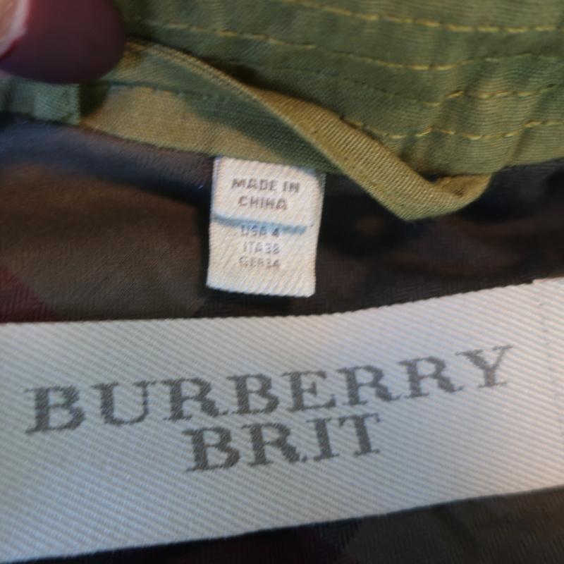 Burberry Brit Military Jacket Symdale Olive Linen Size US 4 - Celebrity Owned