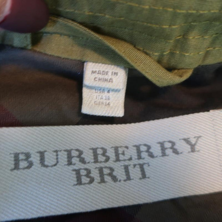 Burberry Brit Military Jacket Symdale Olive Linen Size US 4 - Celebrity Owned