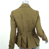 Burberry Brit Military Jacket Symdale Olive Linen Size US 4 - Celebrity Owned