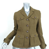 Burberry Brit Military Jacket Symdale Olive Linen Size US 4 - Celebrity Owned