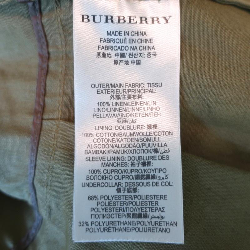 Burberry Brit Military Jacket Symdale Olive Linen Size US 4 - Celebrity Owned