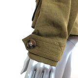 Burberry Brit Military Jacket Symdale Olive Linen Size US 4 - Celebrity Owned