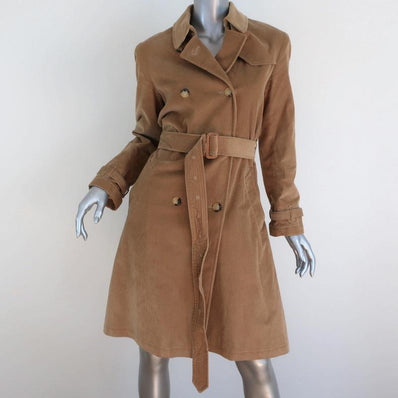 Burberry Corduroy Trench Coat Camel Size US 6 Double Breasted Jacket - Celebrity Owned