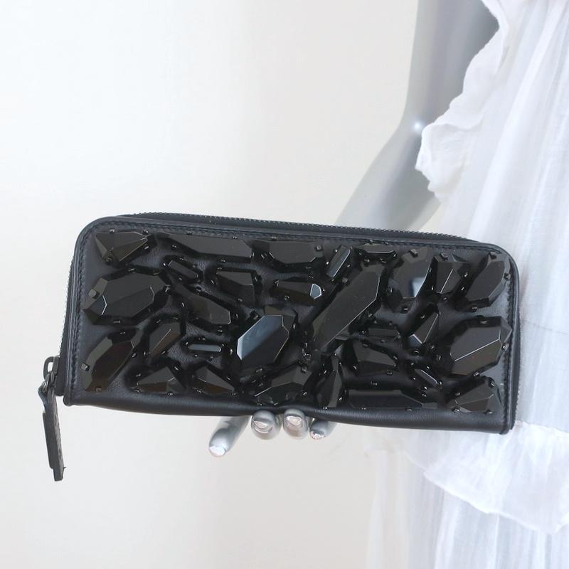 Burberry Jeweled Clutch Black Leather Small Evening Bag - Celebrity Owned