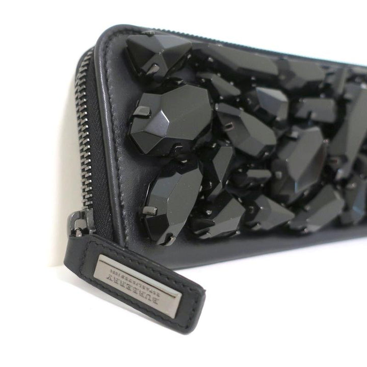 Burberry Jeweled Clutch Black Leather Small Evening Bag - Celebrity Owned