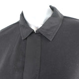 Burning Torch Collared Top Black Satin-Trim Terry Size Small 3/4 Sleeve Tunic - Celebrity Owned