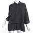 Burning Torch Collared Top Black Satin-Trim Terry Size Small 3/4 Sleeve Tunic