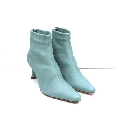 BY FAR Ankle Boots Stevie 22 Blue Stretch Leather Size 36 Pointed Toe Booties - Celebrity Owned