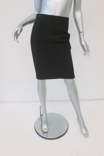 By Malene Birger Pencil Skirt Akillo Black Satin-Trim Stretch Crepe Size Small - Celebrity Owned