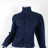 Calvin Klein 205W39NYC Puff Sleeve Denim Shirt Jacket Dark Indigo Size 2 - Celebrity Owned