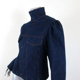 Calvin Klein 205W39NYC Puff Sleeve Denim Shirt Jacket Dark Indigo Size 2 - Celebrity Owned
