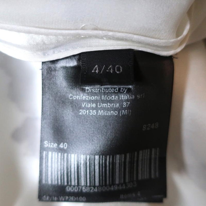 Calvin Klein Collection Midi Dress White/Gray Floral Print Silk Satin Size 4 - Celebrity Owned