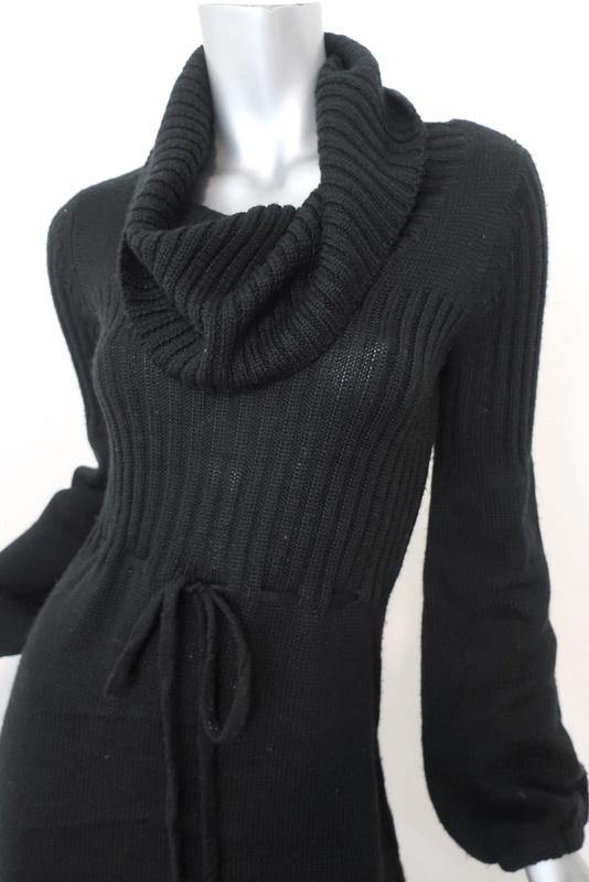 Calvin Klein Sweater Dress Black Wool Size Extra Small Cowl Neck Long Celebrity Owned Calvin Klein Sweater Dress Black Wool Size Extra Small Cowl Neck Long Celebrity Owned