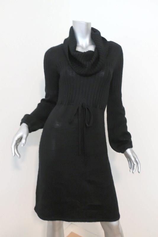 Calvin Klein Sweater Dress Black Wool Size Extra Small Cowl Neck Long – Celebrity Owned
