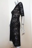 Calvin Rucker Dress Walk This Way Black Wool Crochet Lace Size Extra Small - Celebrity Owned