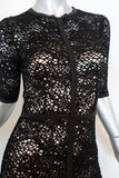 Calvin Rucker Dress Walk This Way Black Wool Crochet Lace Size Extra Small - Celebrity Owned