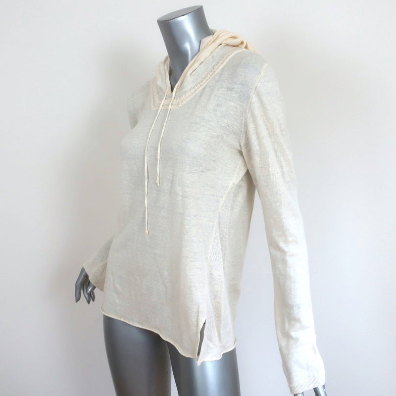 Calypso Christiane Celle Hooded Top Cream Embroidered Linen Size Large - Celebrity Owned