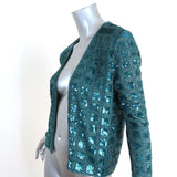 Calypso St. Barth Jacket Anastagio Teal Beaded Stretch Silk Size Extra Small - Celebrity Owned