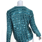 Calypso St. Barth Jacket Anastagio Teal Beaded Stretch Silk Size Extra Small - Celebrity Owned