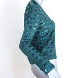 Calypso St. Barth Jacket Anastagio Teal Beaded Stretch Silk Size Extra Small - Celebrity Owned