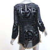 Calypso St Barth Top Mianette Black Velvet Burnout Size Small Long Sleeve Blouse - Celebrity Owned