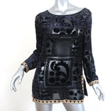 Calypso St Barth Top Mianette Black Velvet Burnout Size Small Long Sleeve Blouse - Celebrity Owned