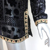 Calypso St Barth Top Mianette Black Velvet Burnout Size Small Long Sleeve Blouse - Celebrity Owned