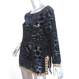 Calypso St Barth Top Mianette Black Velvet Burnout Size Small Long Sleeve Blouse - Celebrity Owned