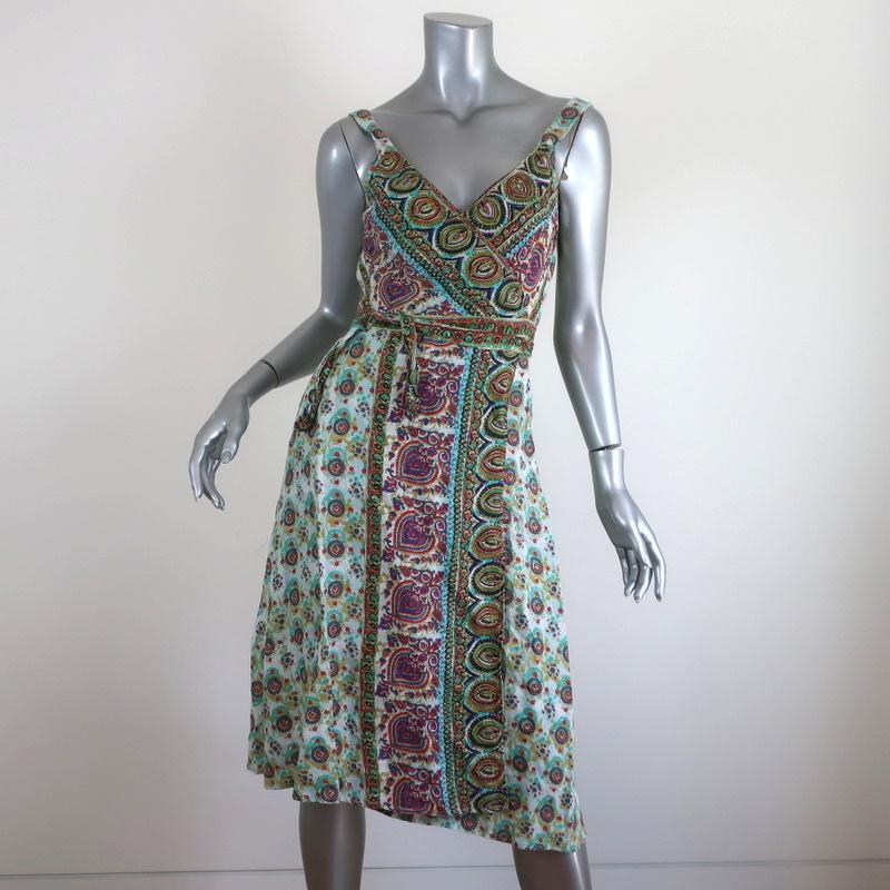 Calypso St. Barth Wrap Dress Ivara Printed Linen Size Extra Small New Calypso St. Barth Wrap Dress Ivara Printed Linen Size Extra Small New