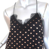 CAMI NYC The Racer Tank Top Black Burnout Heart Print Size Extra Small - Celebrity Owned