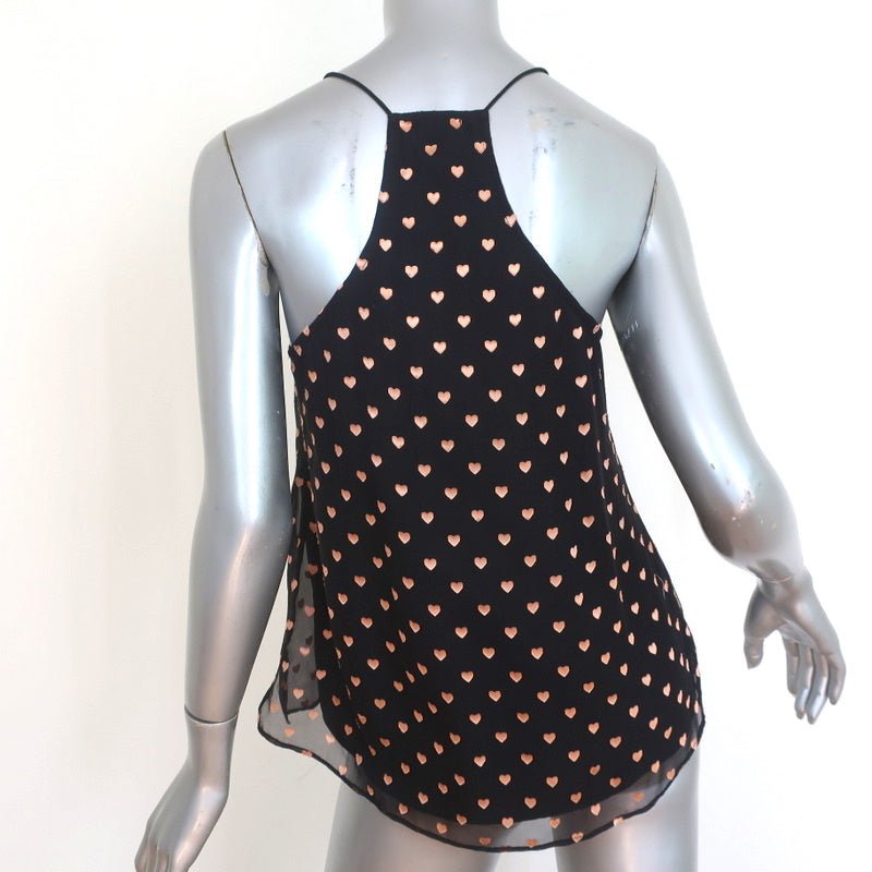 CAMI NYC The Racer Tank Top Black Burnout Heart Print Size Extra Small - Celebrity Owned