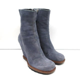 Camilla Skovgaard Wedge Ankle Boots Blue Suede Size 37.5 - Celebrity Owned