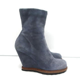 Camilla Skovgaard Wedge Ankle Boots Blue Suede Size 37.5 - Celebrity Owned
