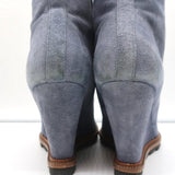 Camilla Skovgaard Wedge Ankle Boots Blue Suede Size 37.5 - Celebrity Owned