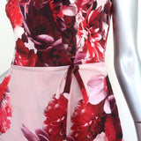 Carolina Herrera Wrap Dress Pink/Red Floral Print Silk Organza Size 4 NEW - Celebrity Owned