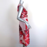 Carolina Herrera Wrap Dress Pink/Red Floral Print Silk Organza Size 4 NEW - Celebrity Owned