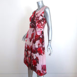 Carolina Herrera Wrap Dress Pink/Red Floral Print Silk Organza Size 4 NEW - Celebrity Owned