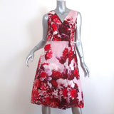 Carolina Herrera Wrap Dress Pink/Red Floral Print Silk Organza Size 4 NEW - Celebrity Owned