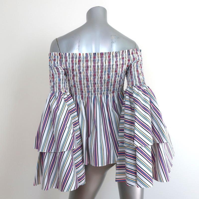 Caroline Constas Appolonia Off the Shoulder Top White/Multi Striped Size Small - Celebrity Owned