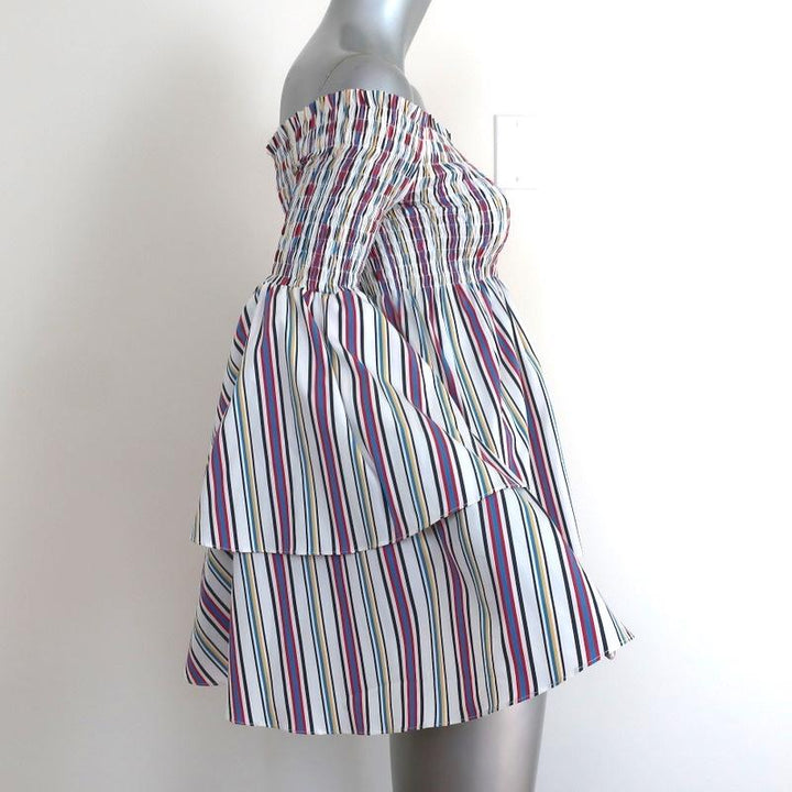 Caroline Constas Appolonia Off the Shoulder Top White/Multi Striped Size Small - Celebrity Owned
