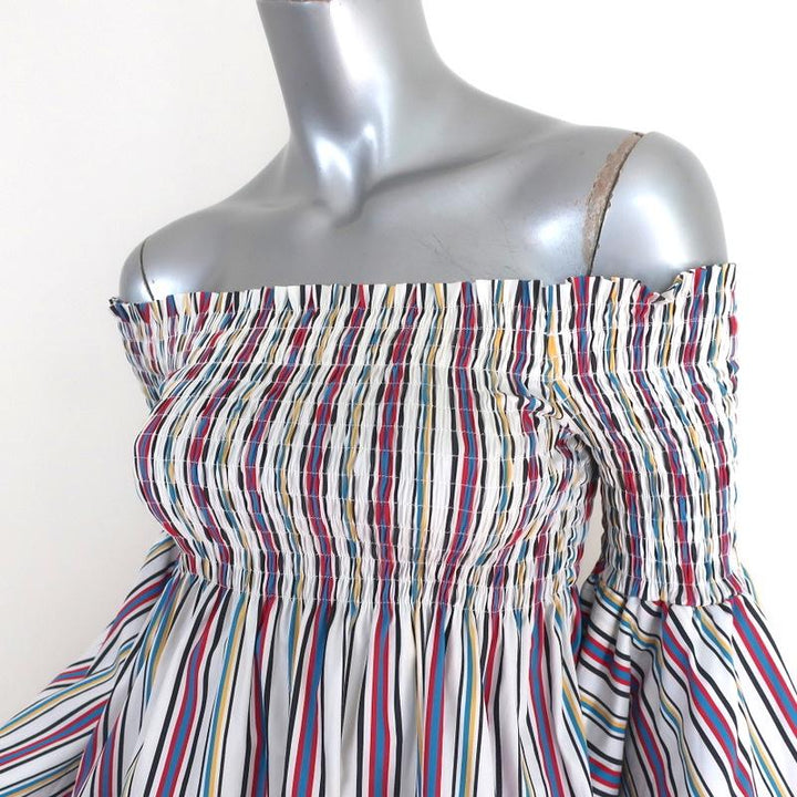 Caroline Constas Appolonia Off the Shoulder Top White/Multi Striped Size Small - Celebrity Owned