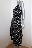 Caroline Constas Dress Marie Black & White Polka Dot Stretch Satin Size Medium - Celebrity Owned