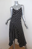 Caroline Constas Dress Marie Black & White Polka Dot Stretch Satin Size Medium - Celebrity Owned