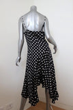 Caroline Constas Dress Marie Black & White Polka Dot Stretch Satin Size Medium - Celebrity Owned