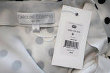 Caroline Constas Liza Skirt White/Black Polka Dot Stretch Satin Size Medium NEW - Celebrity Owned