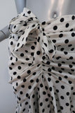 Caroline Constas Liza Skirt White/Black Polka Dot Stretch Satin Size Medium NEW - Celebrity Owned