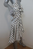 Caroline Constas Liza Skirt White/Black Polka Dot Stretch Satin Size Medium NEW - Celebrity Owned