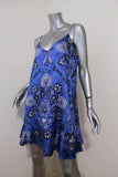 Caroline Constas Slip Dress Tina Blue Paisley Print Stretch Satin Size Large - Celebrity Owned
