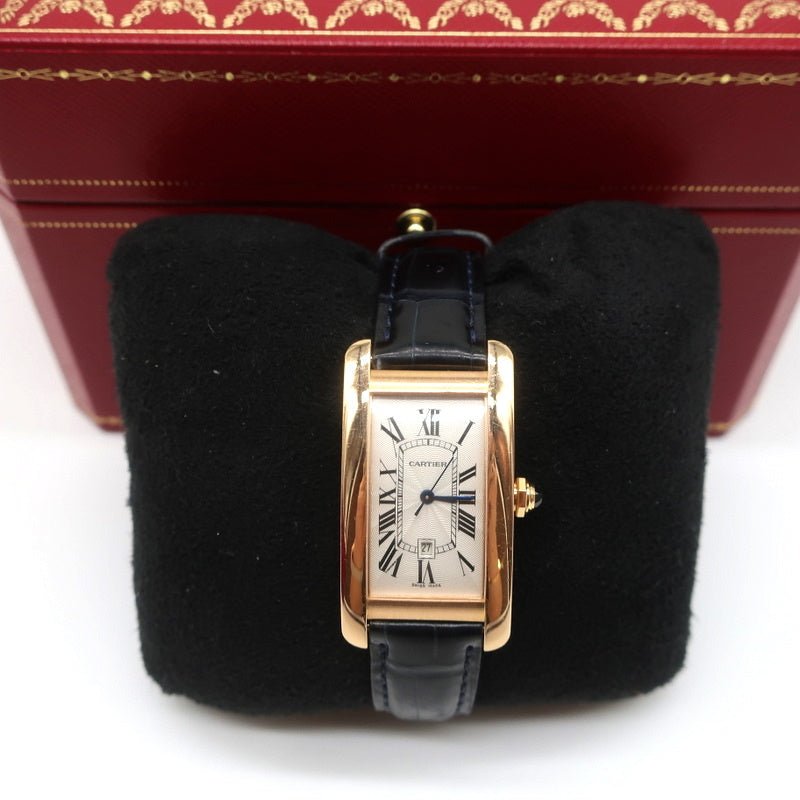 Cartier Tank Americaine Watch 18k MM Rose Gold with Croc Bands - Celebrity Owned