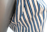 Carven Dress Blue/White Striped Silk Twill Size 36 Sleeveless Ruffled Faux-Wrap - Celebrity Owned